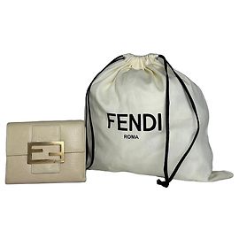 Vintage Fendi Baguette Leather Wallet White White
