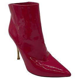 Valentino Garavani Botines de charol rosa intenso con punta afilada Valentino Rosa