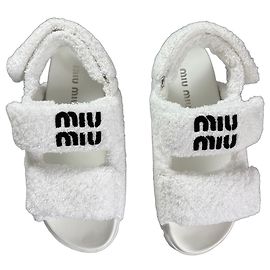 Miu Miu White Sponge Sandals White