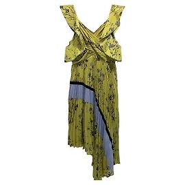 Robe jaune à fleurs plissée Self Portrait Jaune