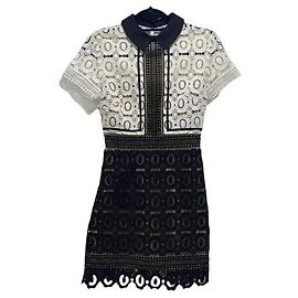 Robe mini Felicia Self Portrait en dentelle noir et blanc Multicolore
