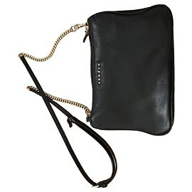 Black leather clutch Sandro Black