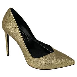 Saint Laurent Saltos D'orsay com glitter Dourado