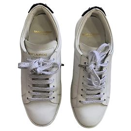 Sneakers Saint Laurent Court in pelle bianca Bianco