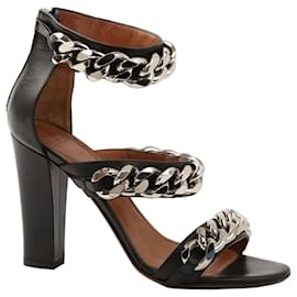 Givenchy Chain Sandals Black Leather Black