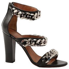 Sandali Givenchy con Catena in Pelle Nera Nero