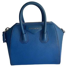 Givenchy Antigona Mini Blue Textured Leather Handbag Blue