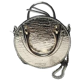 Chloé Pixie Mini Bolsa Couro de Bezerro Dourado e Camurça Bege Dourado