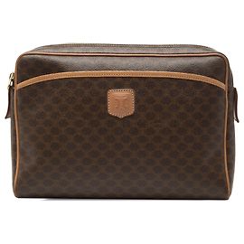 Céline Celine Brown Macadam Coated Canvas Clutch Brown