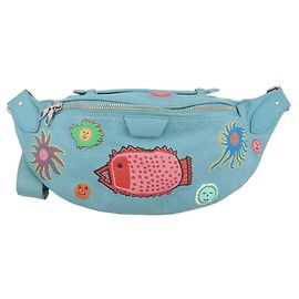 Louis Vuitton Blue Yayoi Kusama Taurillon Faces Maxi Bumbag Blue Light blue