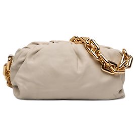 Bolsa de Corrente em Couro de Cordeiro Branco Bottega Veneta Branco