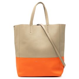Céline Cabas vertical bicolore en cuir beige petit modèle Celine Beige