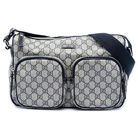 Gucci Beige GG Supreme Bandolera de Doble Bolsillo Beige