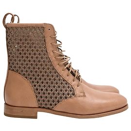Botas de tornozelo de couro marrom com contas da Brunello Cucinelli Marrom Vermelho