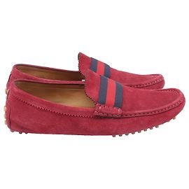 Mocassini Gucci Web Accent in Camoscio Bordeaux Bordò