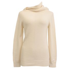 Pull à col roulé en cachemire crème Hermès Blanc Écru
