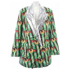Gucci Silk Jacket Brown Silvery Green