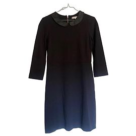 Sandro Schwarzes Kleid mit Peter-Pan-Kragen Schwarz