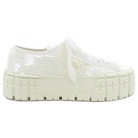 Prada 1E787M Sequin Sneakers White
