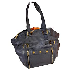 Bolsa de couro azul Downtown Yves Saint Laurent Azul