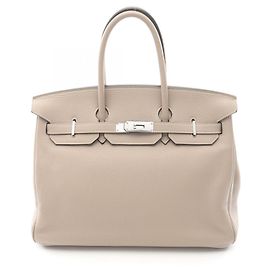 Bolsa Hermès Birkin 35 Bege Cinza