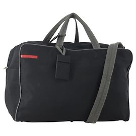 Borsa sportiva Boston in nylon 2 vie nera argento Auth YKZ775 di PRADA Nero Argento