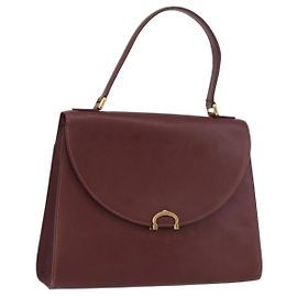 CARTIER Must Line Sac à Main Cuir Bordeaux Or Auth 155792 Doré Bordeaux