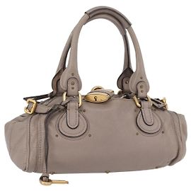 Chloé Chloe Paddington Handtasche aus Leder grau gold silber Auth ARZ787V Braun Silber Golden