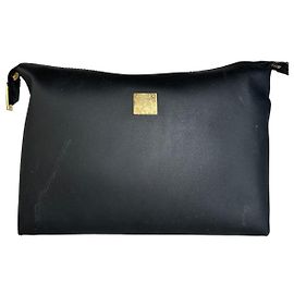 Céline Vintage Celine Paris Plain Leather Clutch Black Black