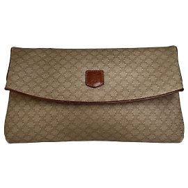 Céline Vintage Celine Paris Leder Monogram Clutch Beige Braun Beige