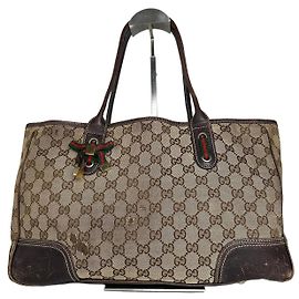 Sac à main vintage Gucci monogram beige et marron Beige