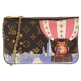 Borsa a Spalla Pochette Double Zip Monogram Holiday Louis Vuitton Marrone