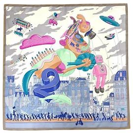 Hermès París: Bufanda / Cuadrado titulado 'Hermès Parade' 90x90 cm Multicolor
