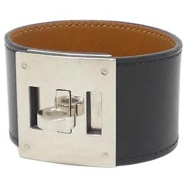 Hermès Kelly Dog Charm Armband Schwarz Silber