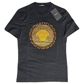 Camiseta preta Versace adornada com strass Preto