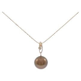 Autre Marque K18 Roségold Halskette mit schwarzer Tahiti-Perle Schwarz