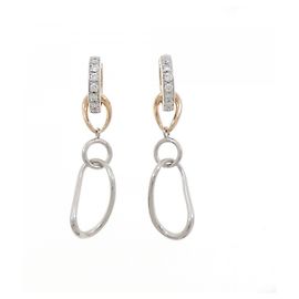 Autre Marque Boucles d'oreilles Two Tone 2way en Diamant et Saphir Au750 Doré