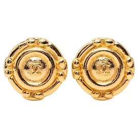Pendientes de clip chapados en oro Chanel Coco Mark Dorado