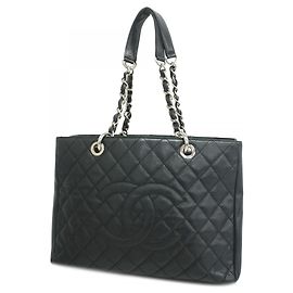 Bolso tote de piel de ternera texturizada negra Chanel Negro