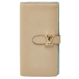 Louis Vuitton Long Wallet in Beige Taurillon Leather Beige