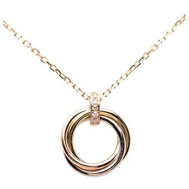 Collar Péndulo Trinity 5 Diamantes de Cartier Plata Dorado