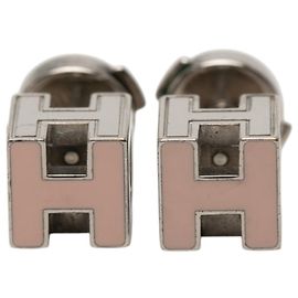 Pendientes H-Cube Cage d'H de Hermès Plata Rosa