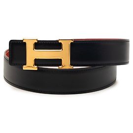 Hermès Hermes Constance H-Buckle Reversible Belt Black