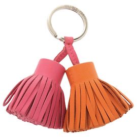 Hermès Charm de Chaveiro Agneau Milo Hermes Carmen Unodos Rosa Laranja