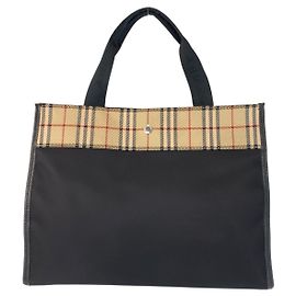 Bolsa tote de nylon Burberry preta bege Preto