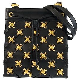 Bolsa de Ombro de Couro Medusa da Versace Preto