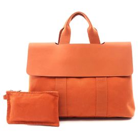 Hermès Hermes Valparaiso MM Leather Handbag Orange Orange