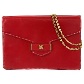 Dior Leather CD Logo Chain Shoulder Bag Red