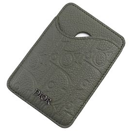 Estuche de tarjetas de cuero Dior Saddle Gravity Verde Caqui