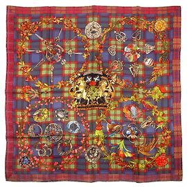 Hermès: Lenço intitulado 'Fleurs d'Ecosse' 90 cm Multicor